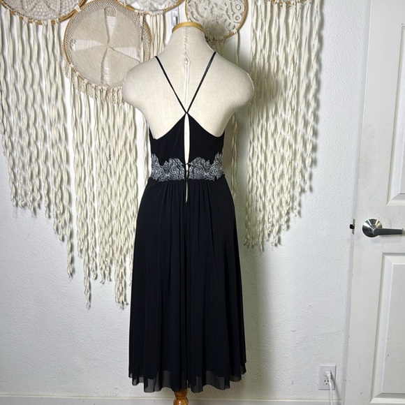 Y2K Vivienne Tam Black Mesh Below Knee Strappy Back Dress Waist Detail 1/small - Picture 3 of 12